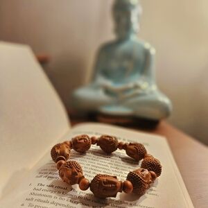 🆕️Hand-Carved Wooden Buddha Head Bracelet | Yoga, Meditation, Boho Vibes